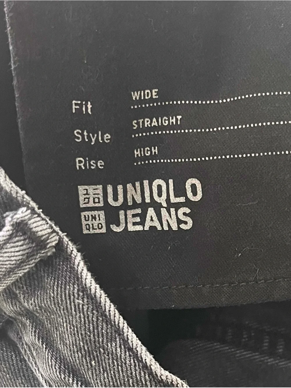 UNIQLO Men's Wide Straight Jeans Size 36 Washed Black Denim High Rise 36x30 EUC